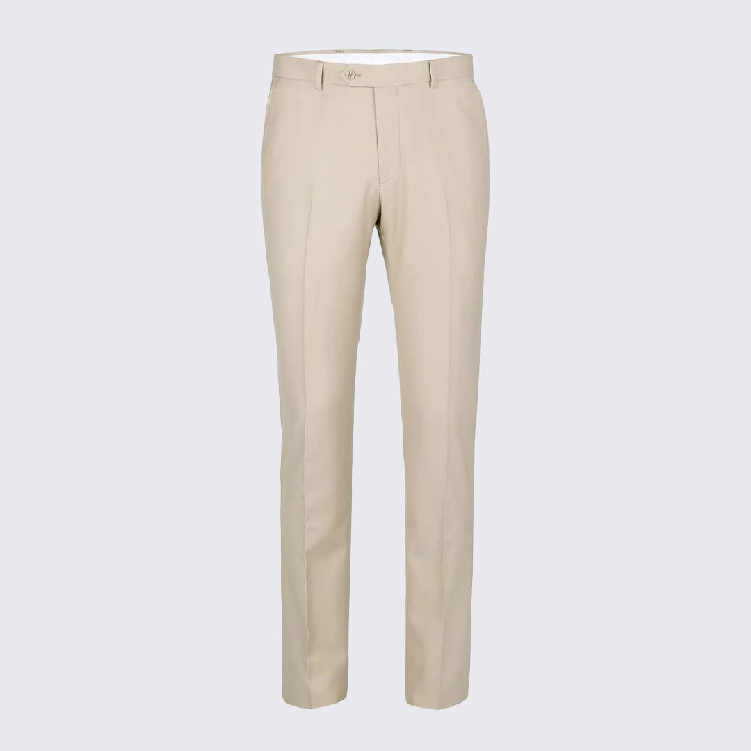 Men's Beige Classic Fit Pants - Unhemmed