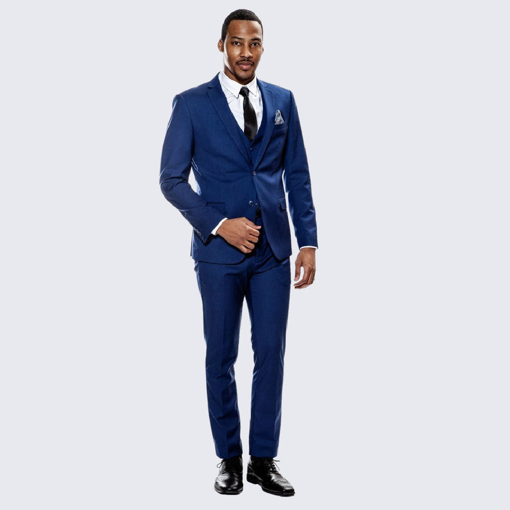 [DISCOUNTED] Indigo Blue Skinny Fit Suit Three Piece Set - Limited Sizes