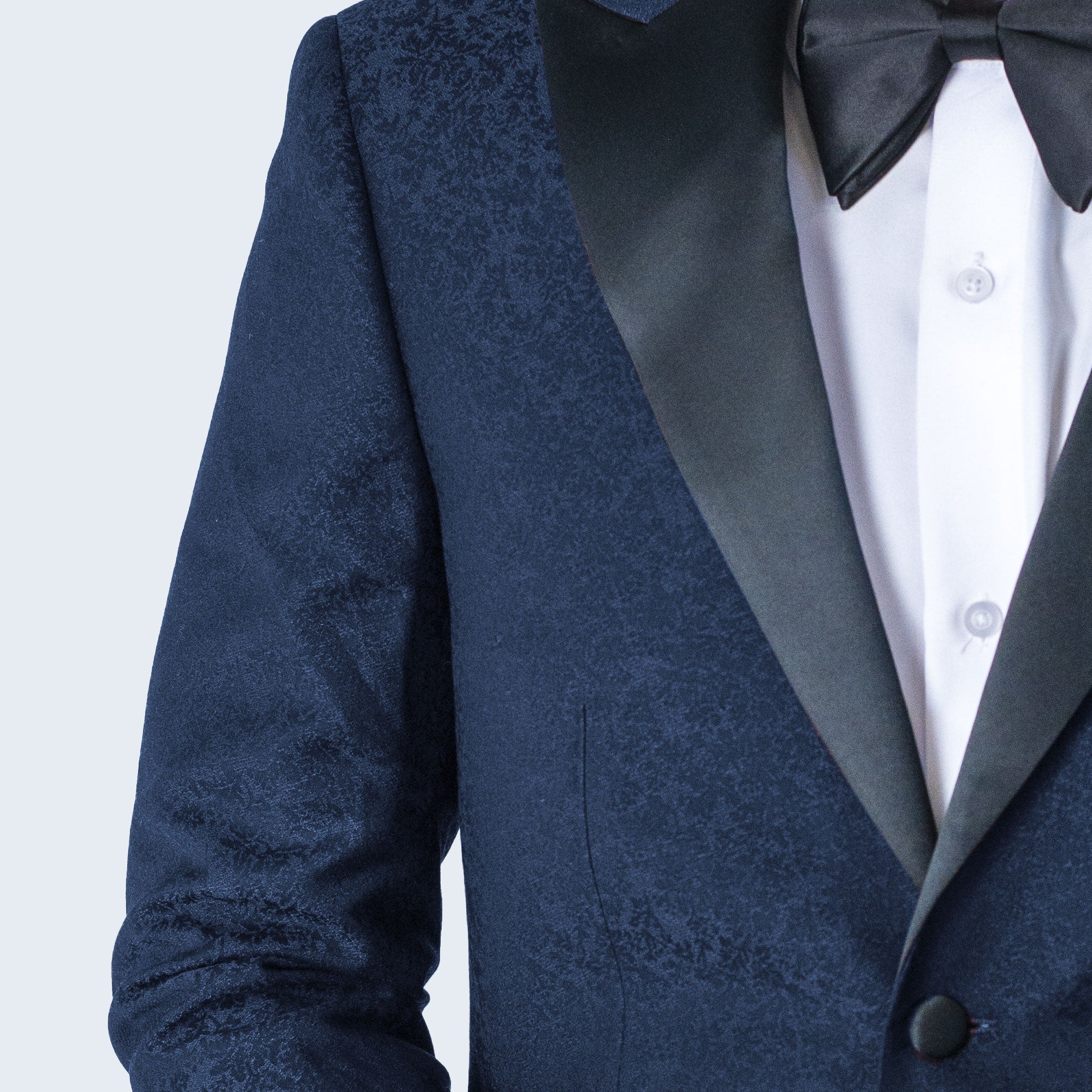 Blue Paisley Tuxedo Jacket with Large Peak Lapel – Wedding & Prom