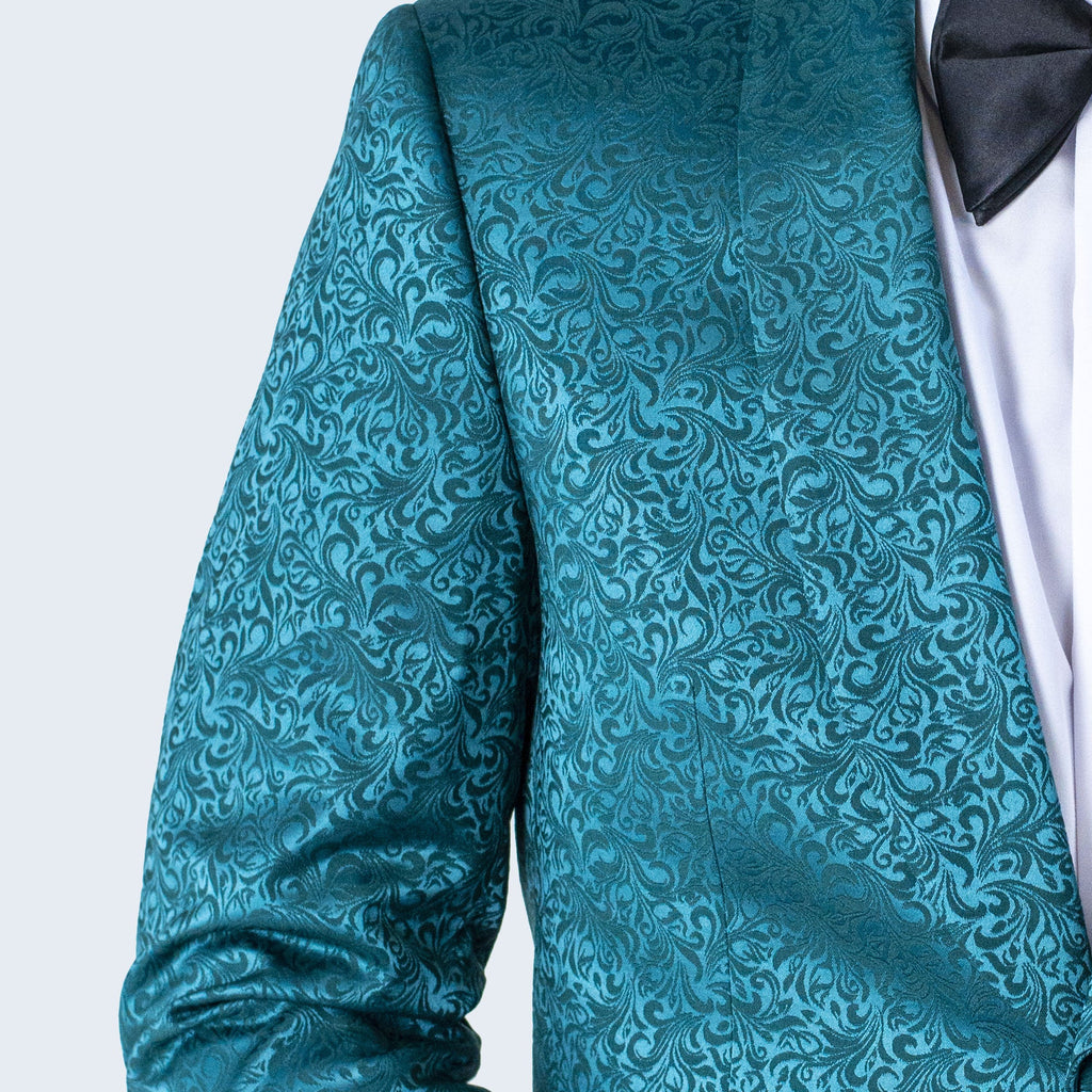 Green Paisley Tuxedo Jacket with Shawl Lapel – Wedding & Prom