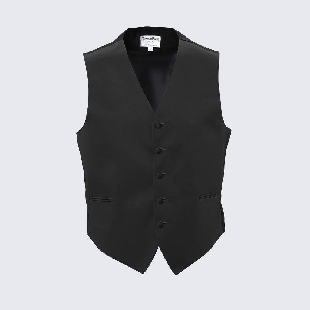 Slim Fit Tuxedo Package - Black Tuxedo Notch Lapel Set with Shirt, Vest, and Cufflink Set