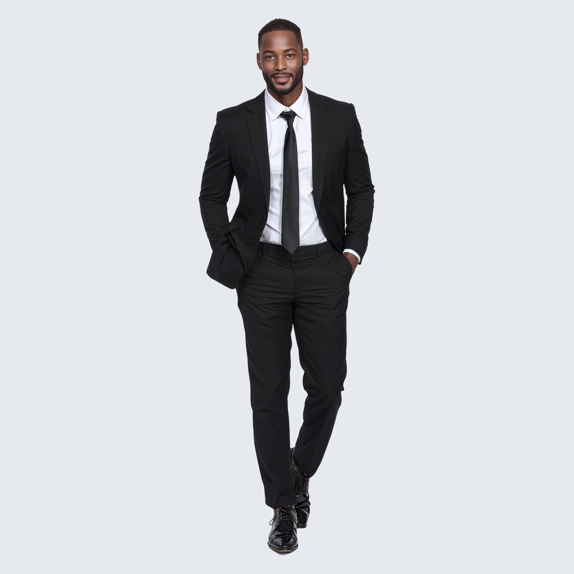 Black Suit Package – Slim or Classic Fit (Suit, Shirt & Tie)