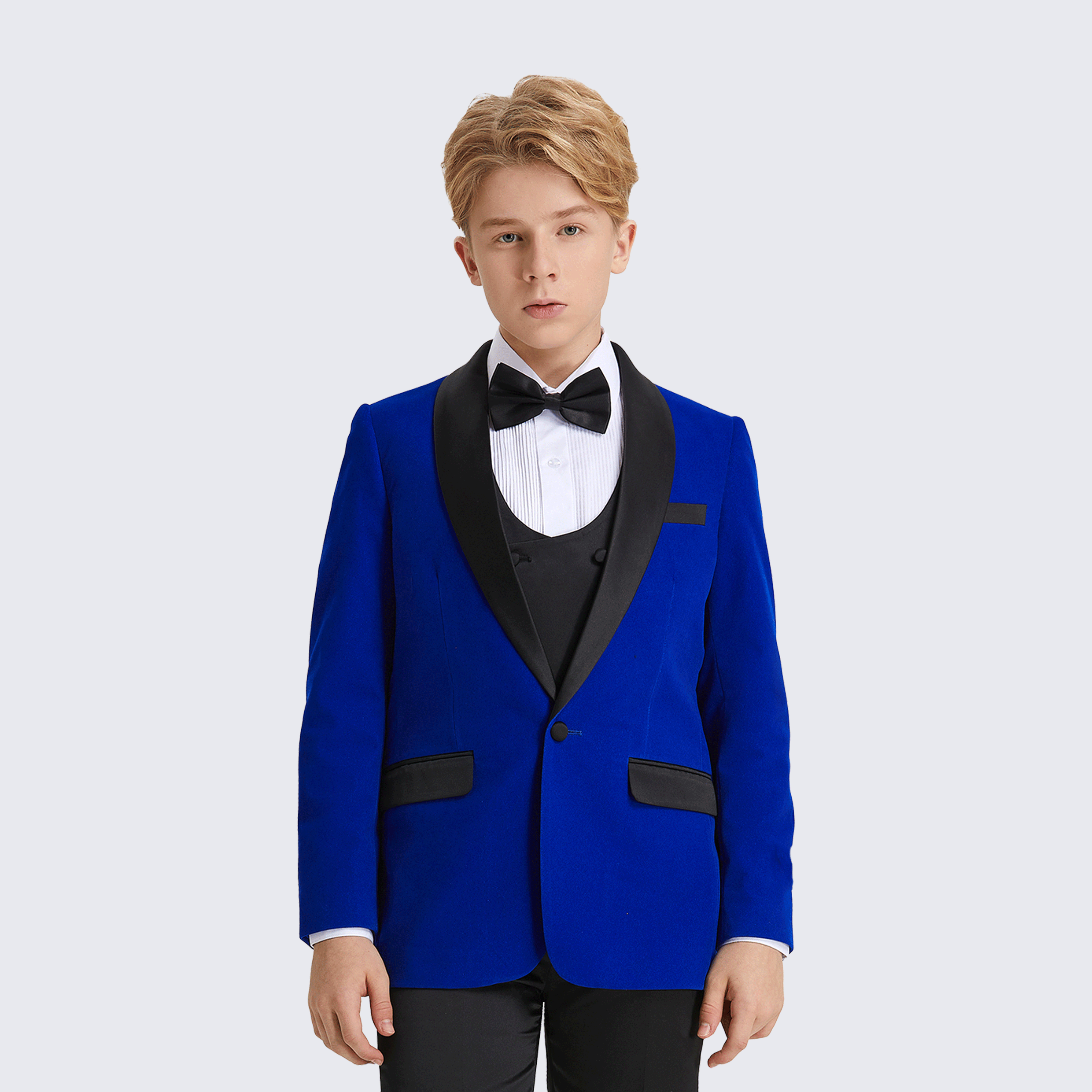 Boy's Royal Tuxedo Velvet 5-Piece Set for Kids Teen Children - Wedding