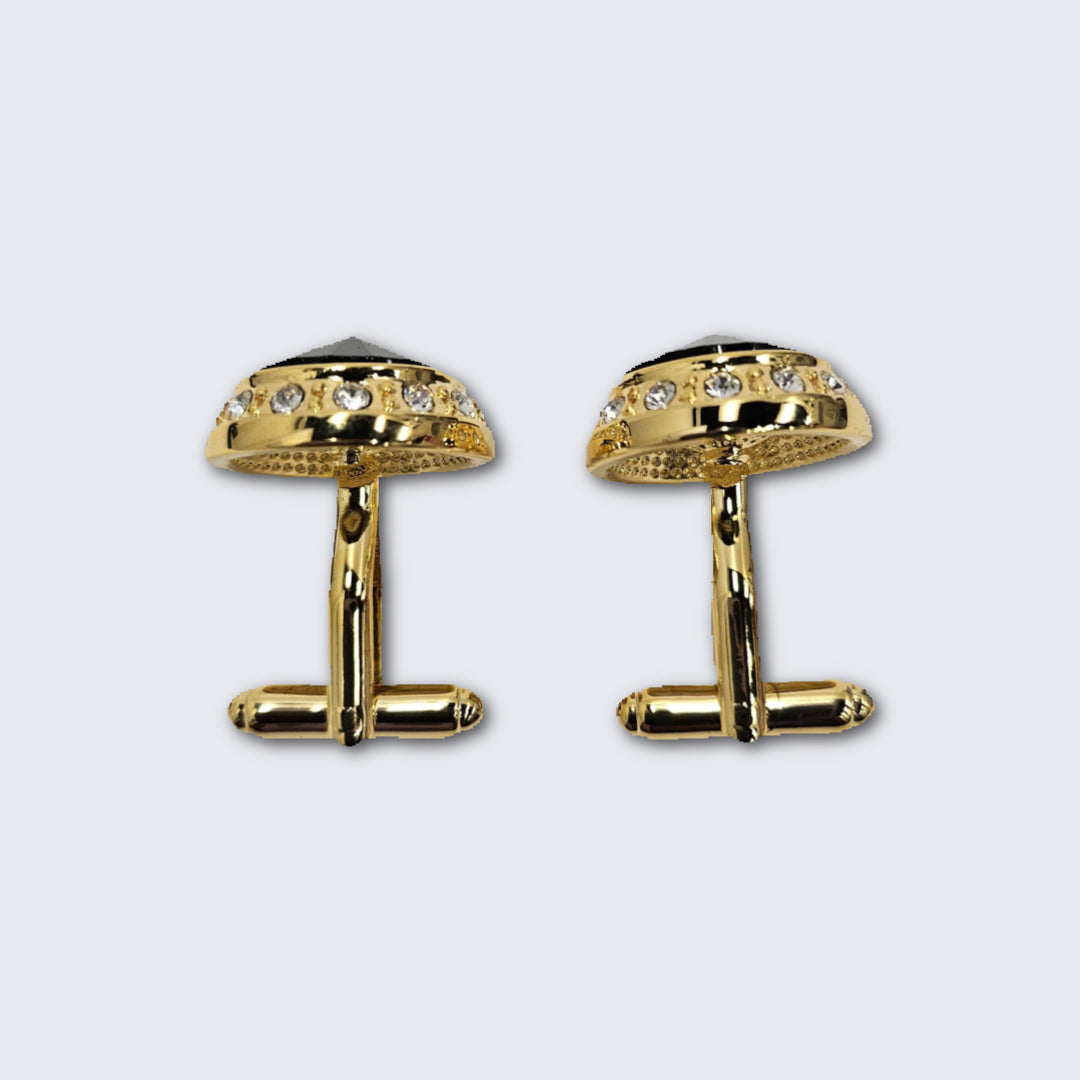 Jet Black Faceted Crystal Gold Formal Set