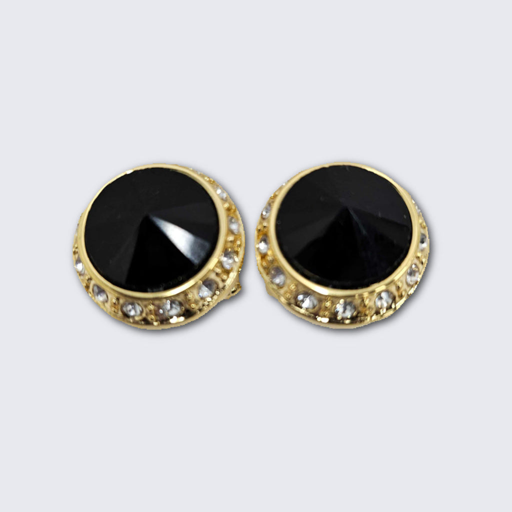Jet Black Faceted Crystal Gold Formal Set