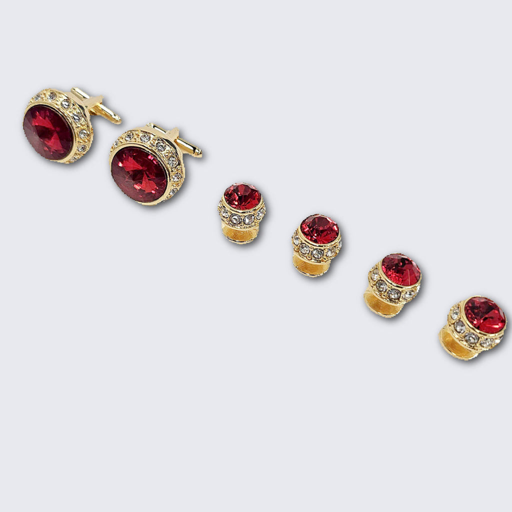 Red Faceted Crystal Gold Formal Set