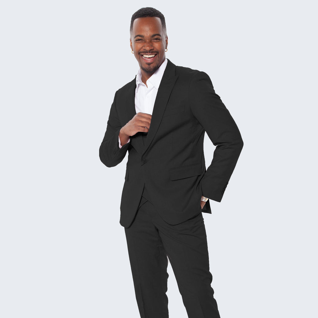 [DISCOUNTED] Black Slim Fit Suit With Double Breasted Vest - Limited Sizes