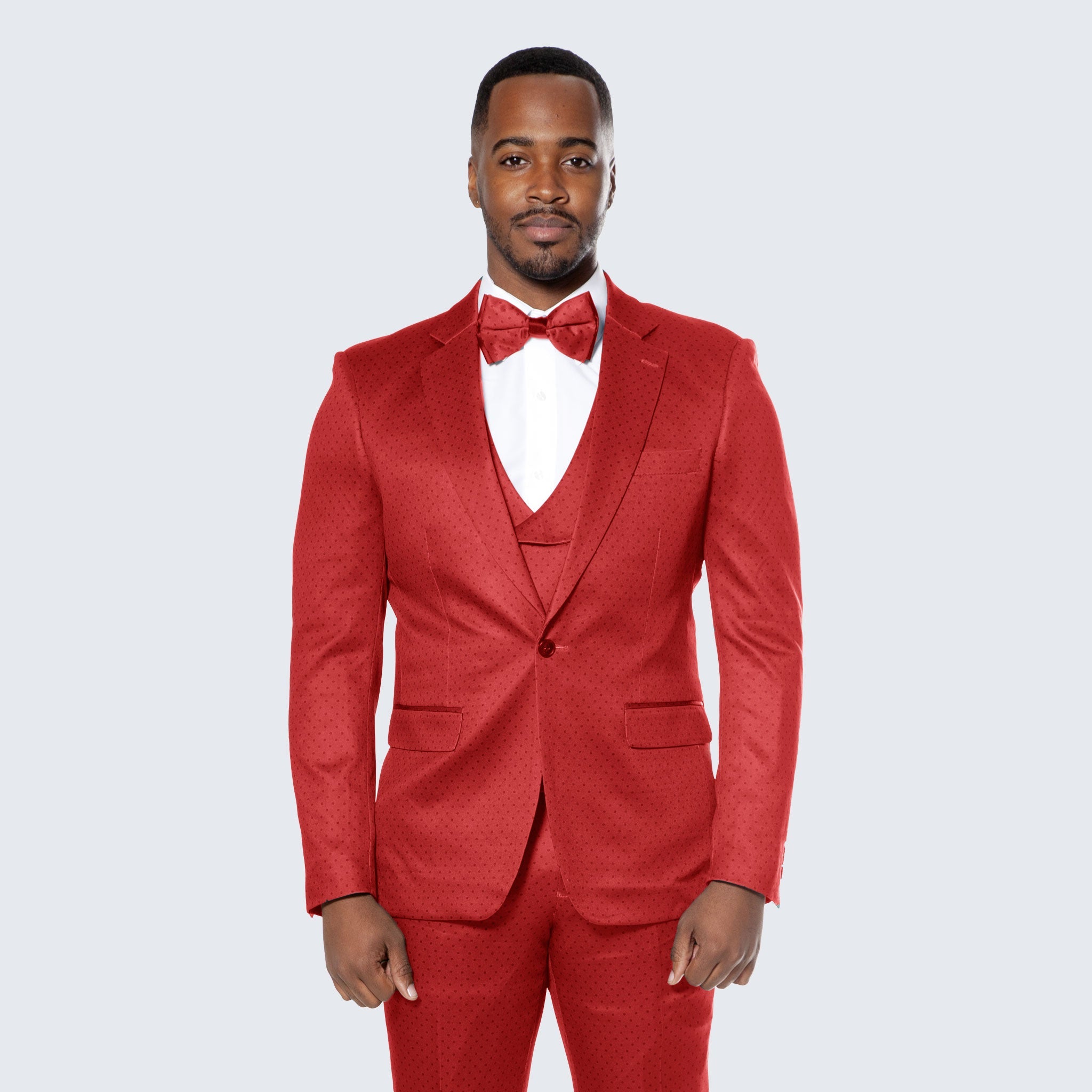 Red Polka Dot Tuxedo 3-Piece Set – Wedding & Prom
