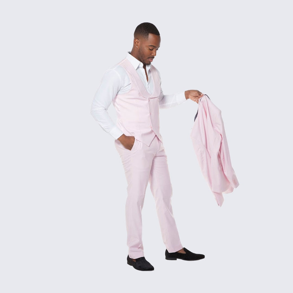 [DISCOUNTED] Men's Pink Suit Three Piece Set - Limited Sizes