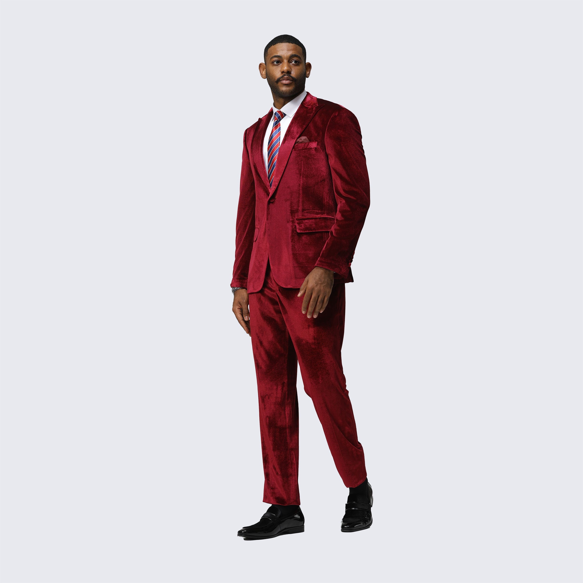 Burgundy Velvet Tuxedo Two Piece Set  - Wedding - Prom
