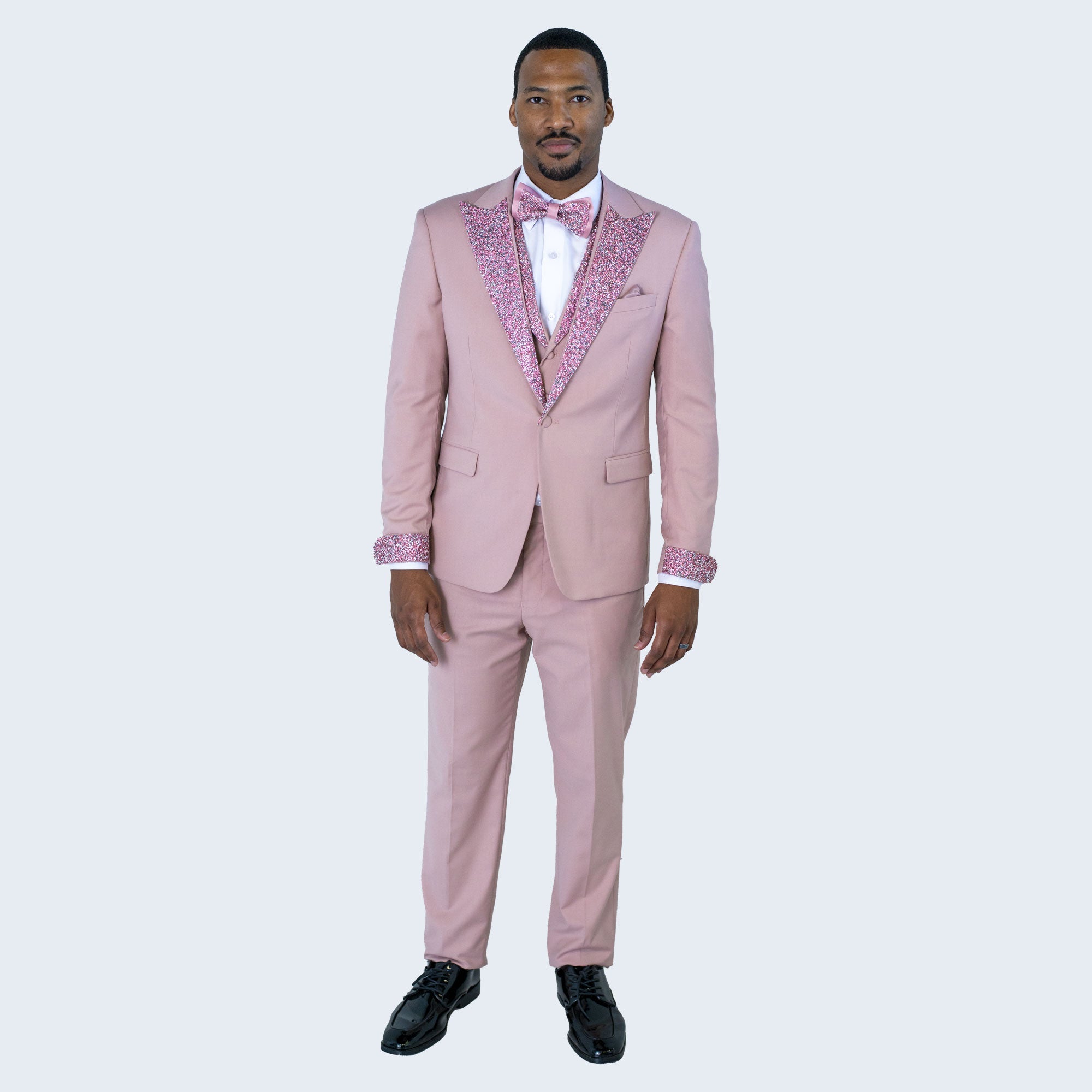 Lavender Peak Lapel Tuxedo with Stones – 4 Piece Set