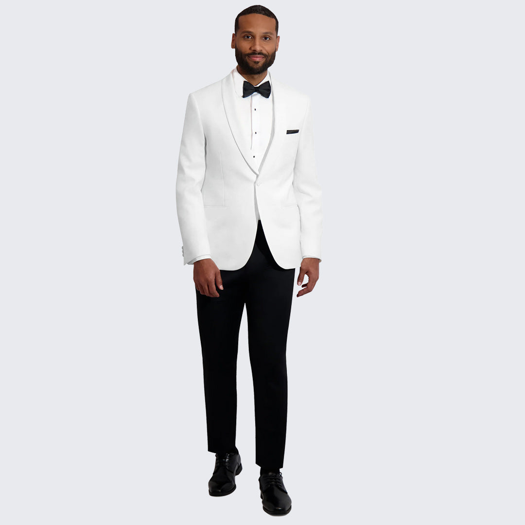[DISCOUNTED] White Dinner Jacket with Shawl Lapel Classic Fit - Limited Sizes