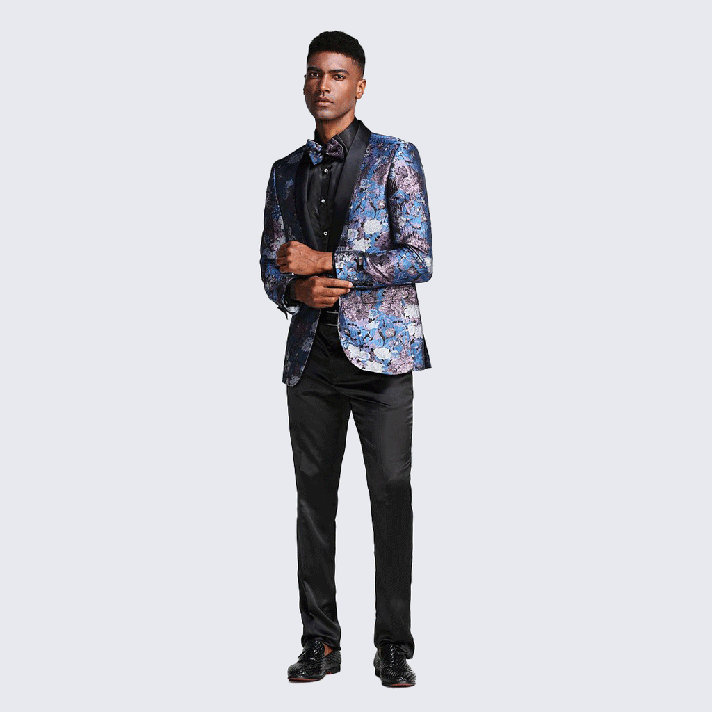 [DISCOUNTED] Rose and Lavender Tuxedo Jacket Floral Pattern Slim Fit - Limited Sizes