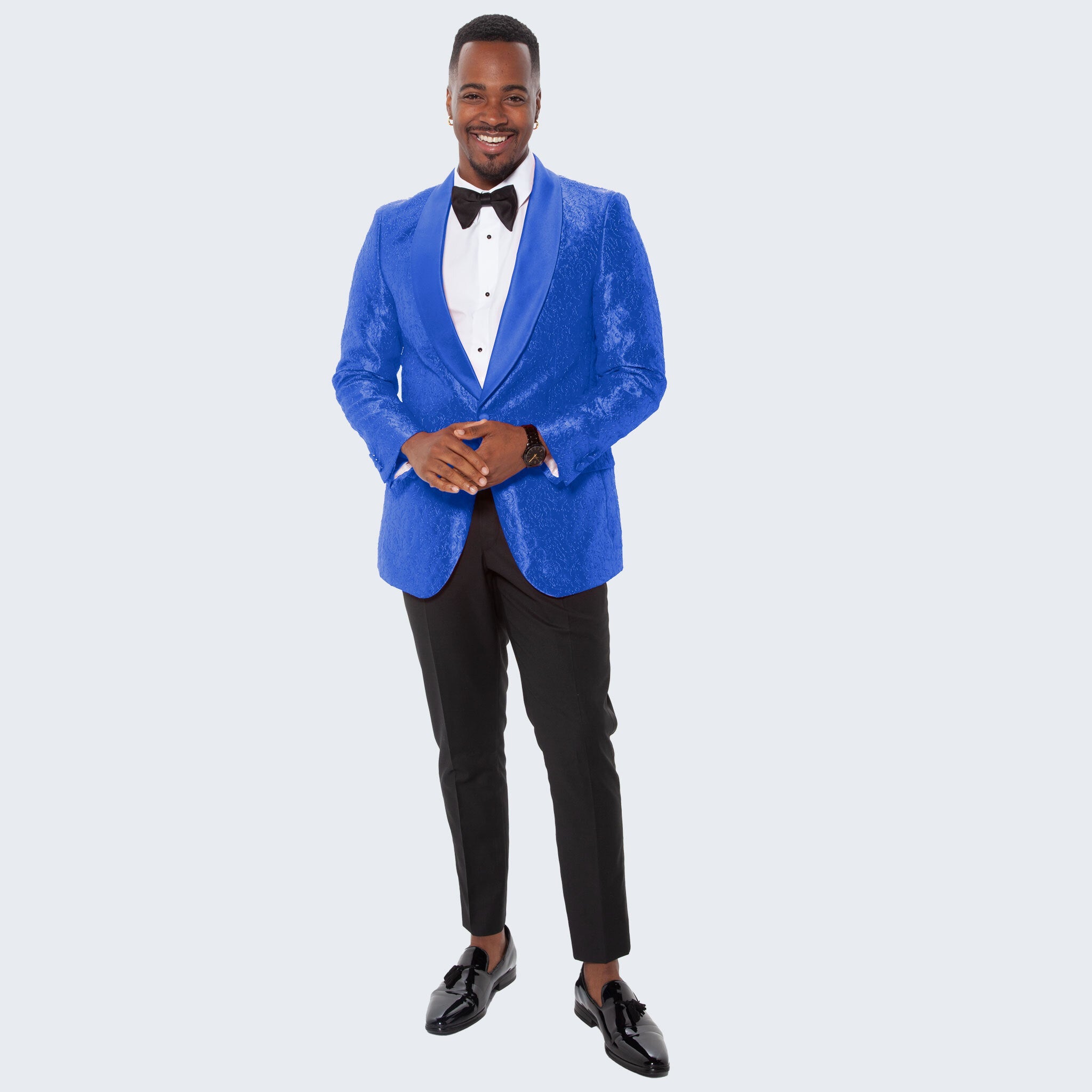 [DISCOUNTED] Royal Blue Paisley Tuxedo Jacket Slim Fit - Limited Sizes
