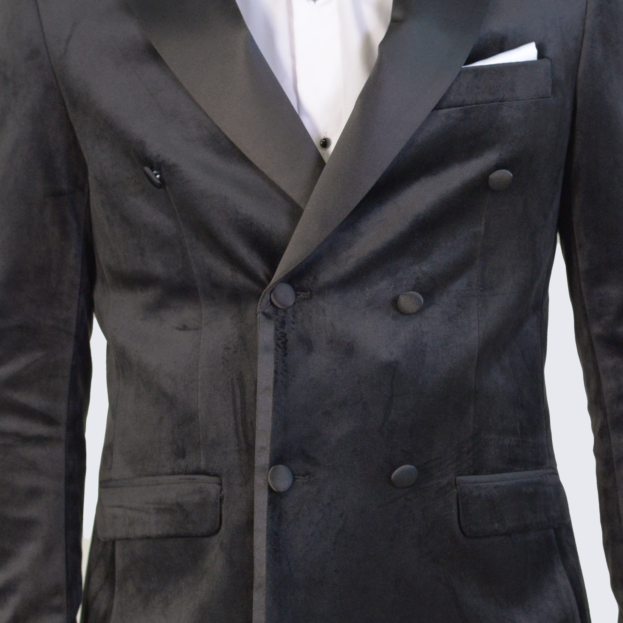 Black Velvet Tuxedo Jacket Double Breasted- Wedding - Prom