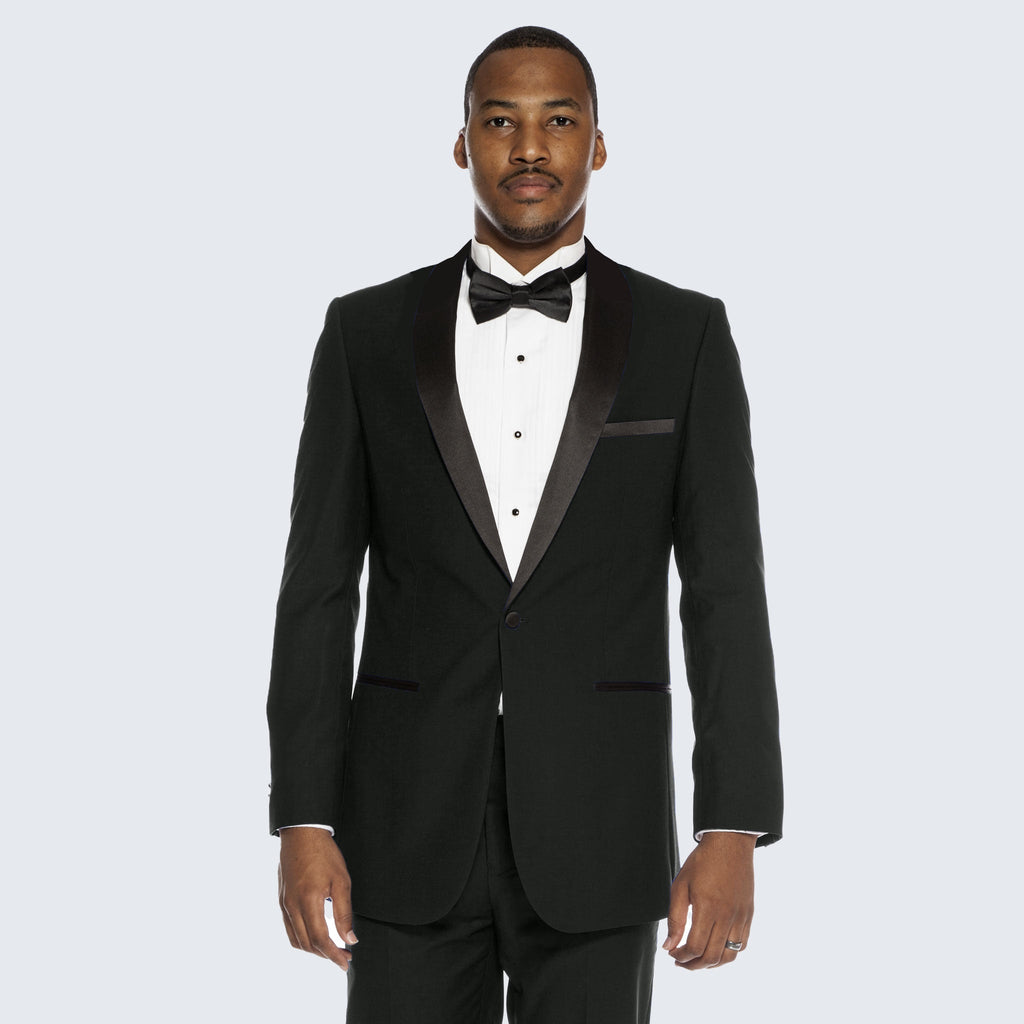 Black Tuxedo Slim Fit with Shawl Lapel - Wedding - Prom