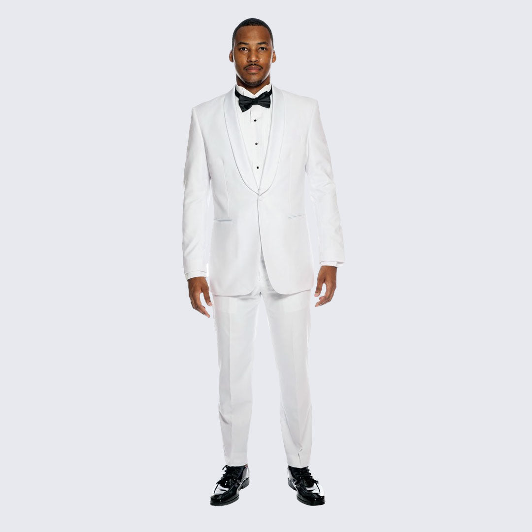 [DISCOUNTED] White Tuxedo Slim Fit with Shawl Lapel - Limited Sizes