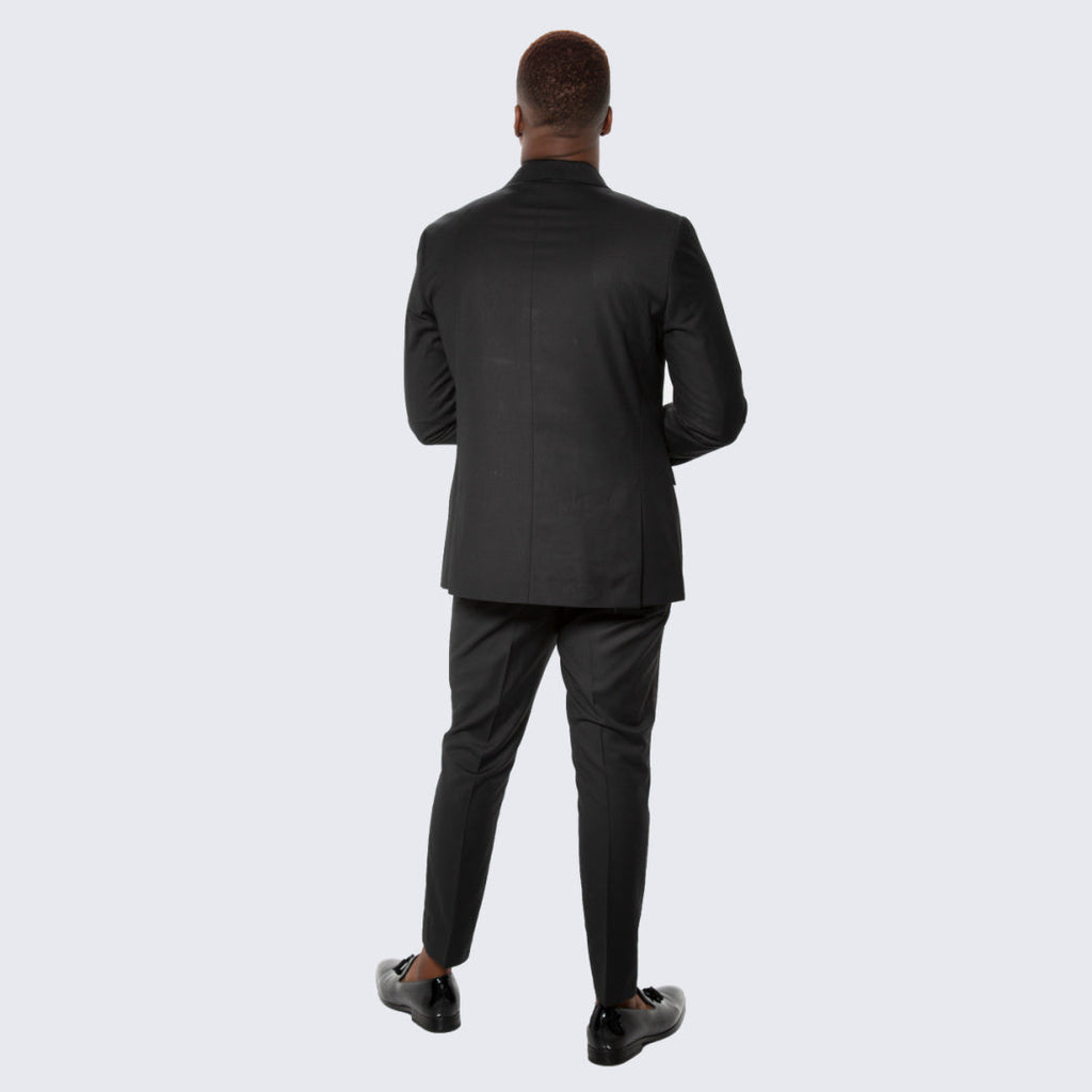 [DISCOUNTED] Black Double Breasted Slim Fit Tuxedo Peak Lapel - Limited Sizes