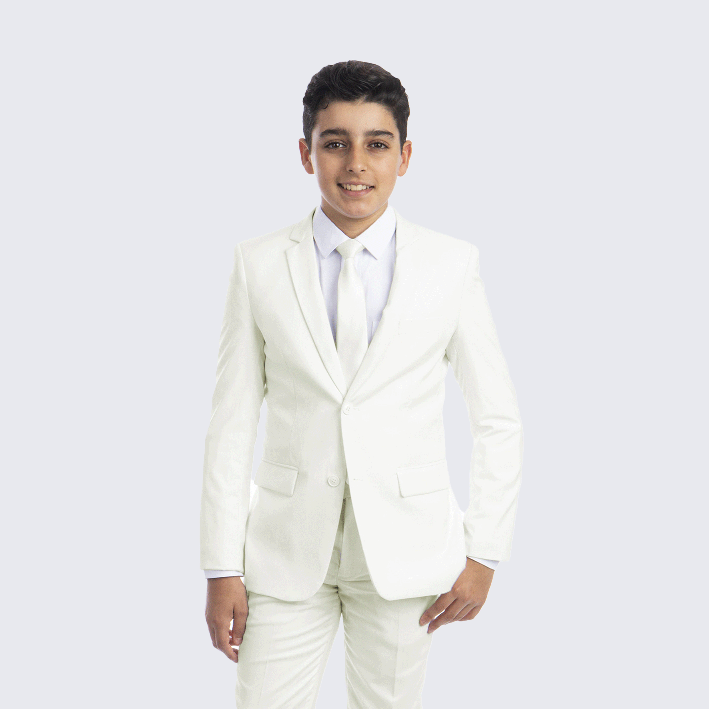 Boys Off White Slim Fit 5-Piece Suit Set – Wedding & Ring Bearer
