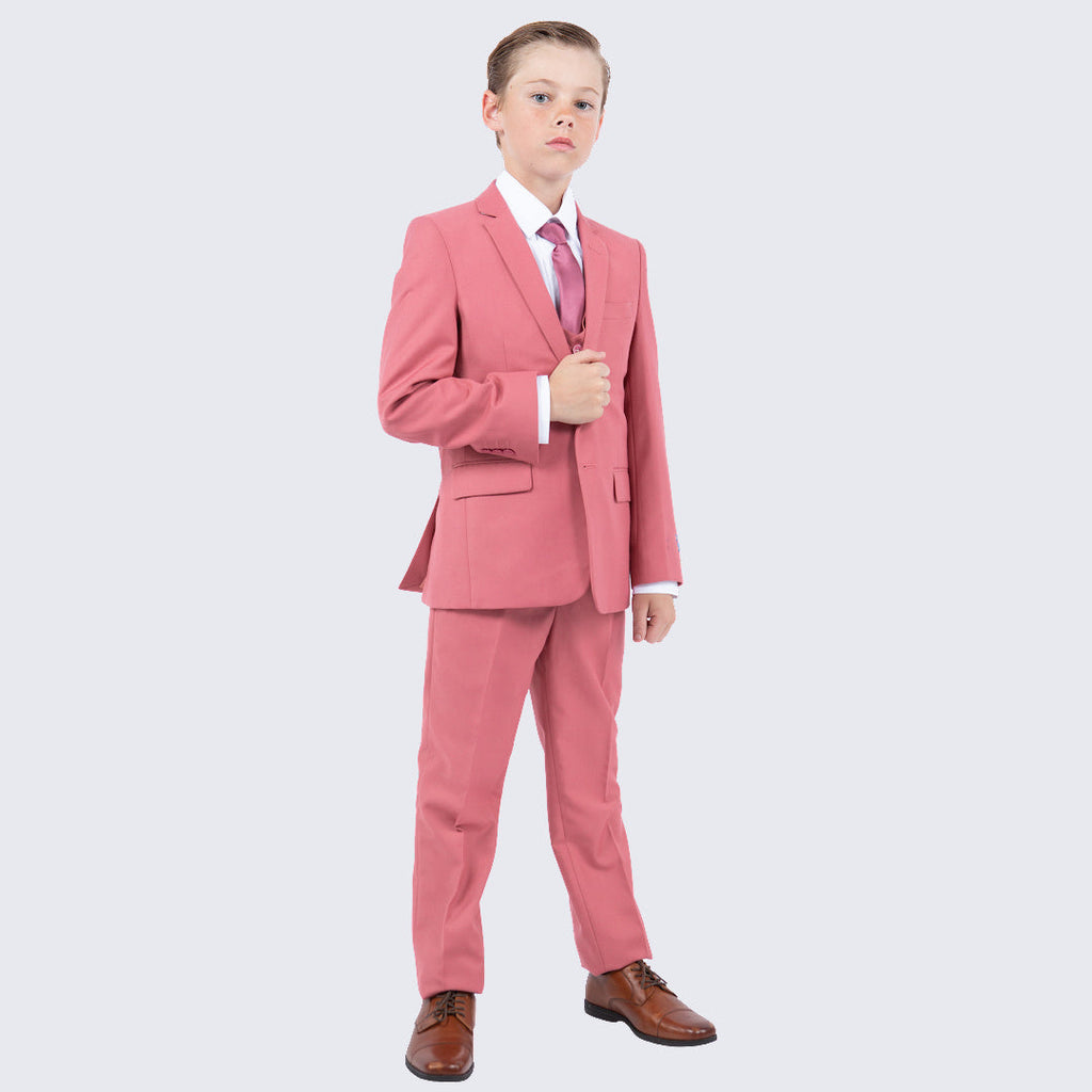 Boys Mauve 5-Piece Suit Set – Wedding & Ring Bearer
