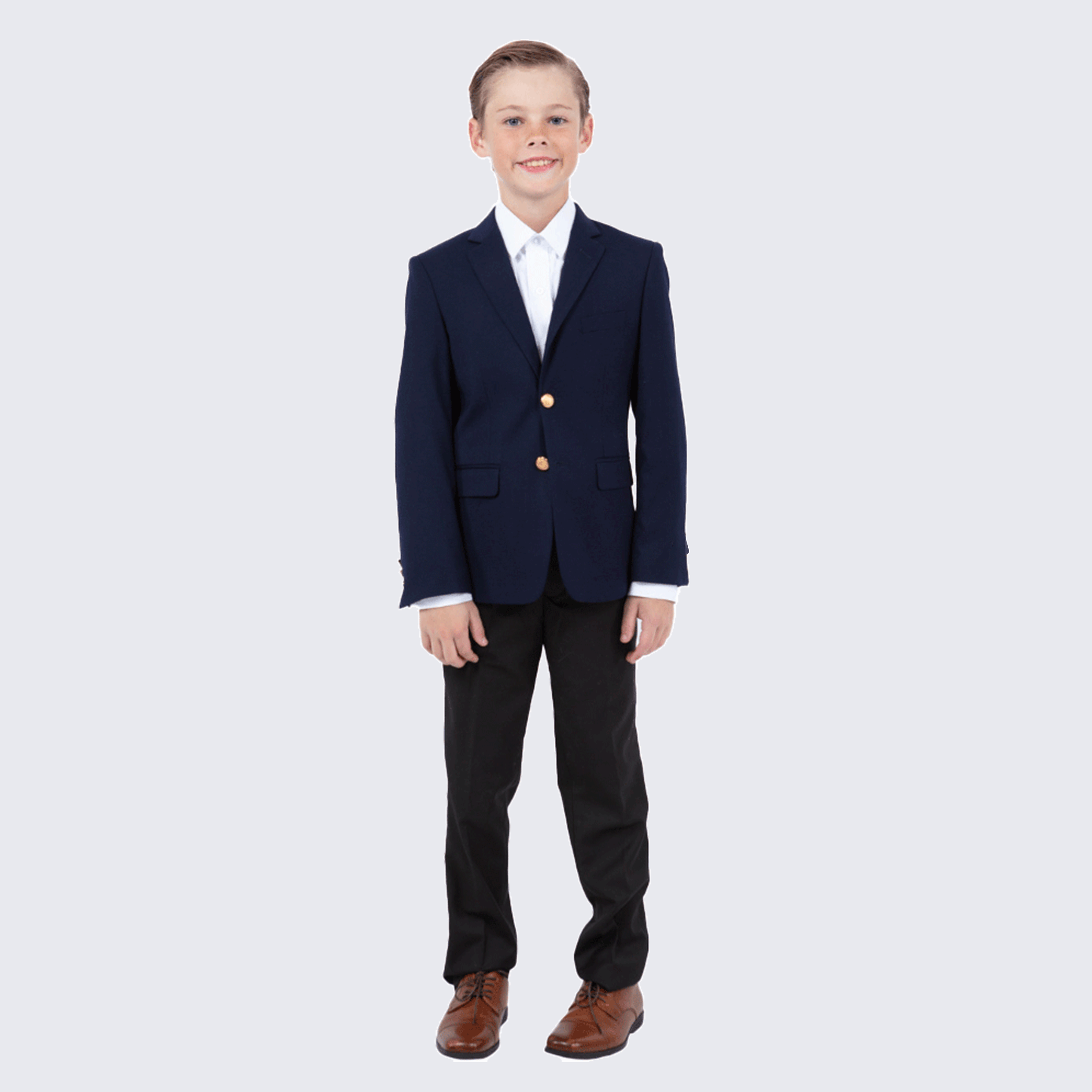 Boy's Navy Blue Single Breasted Jacket for Kids Teen Children - Wedding