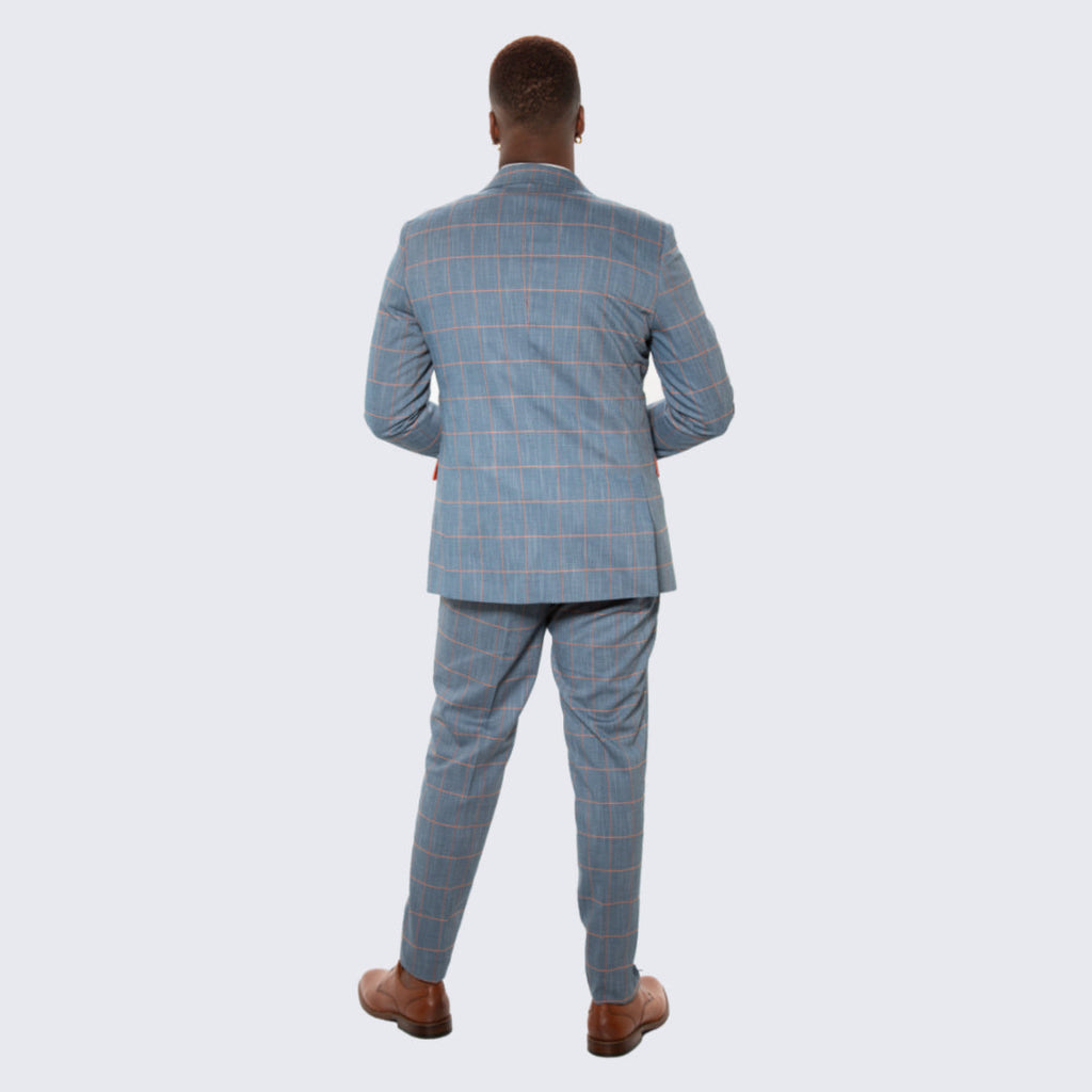 Dark Teal Windowpane Suit with Peak Lapel – Wedding & Prom