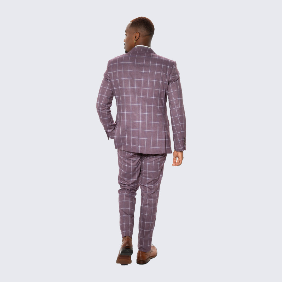 [DISCOUNTED] Lilac Windowpane Hybrid Fit Suit by Stacy Adams - Limited Sizes