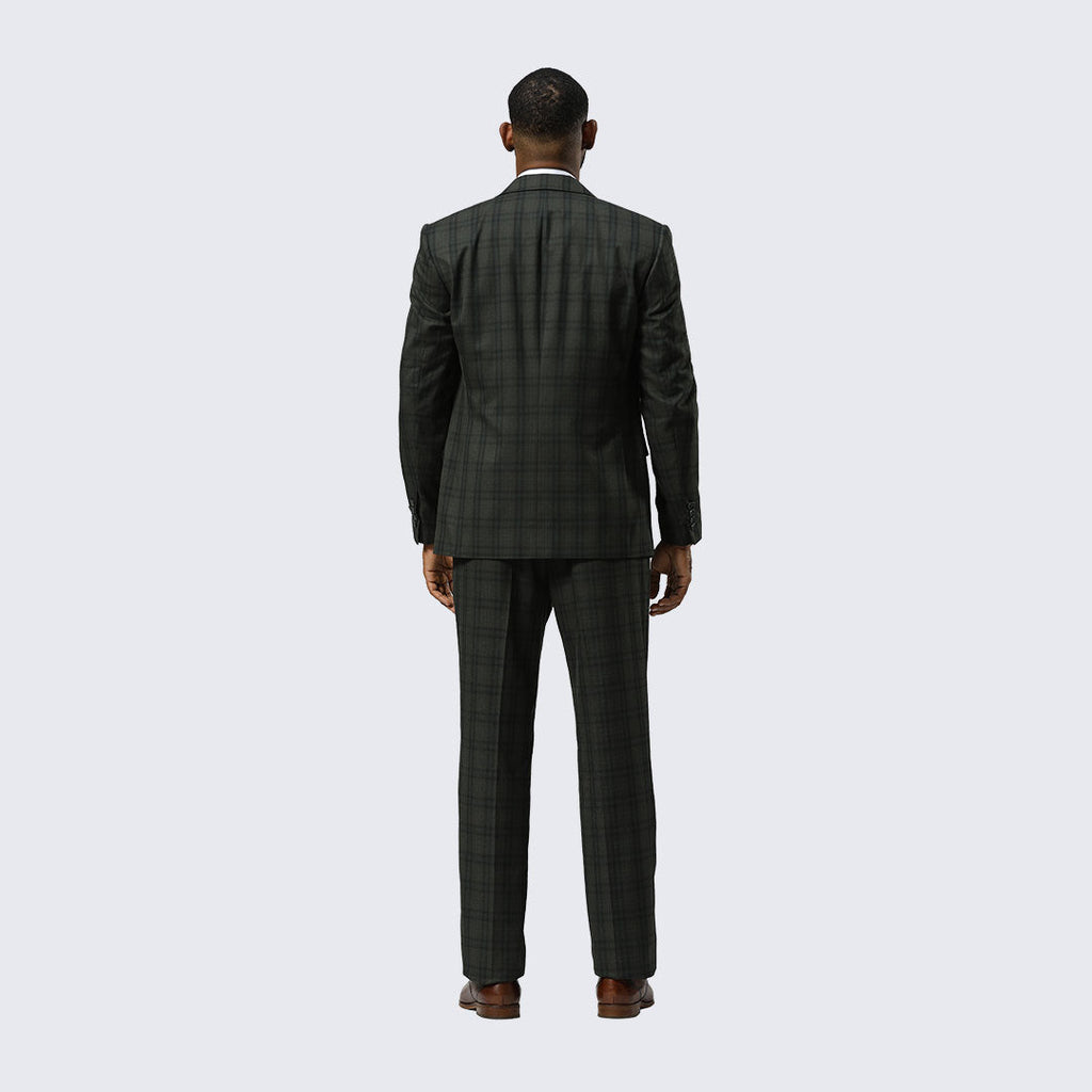 Green Watch Plaid Three-Piece Suit with Notch Lapel – Wedding & Prom