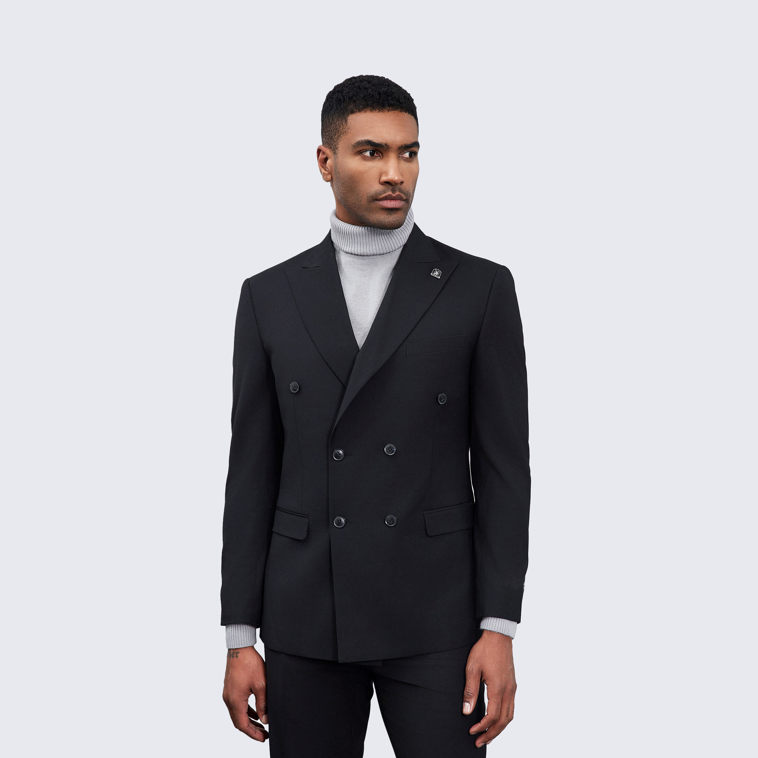 [DISCOUNTED] Men's Double Breasted Black Suit by Stacy Adams - Limited Sizes