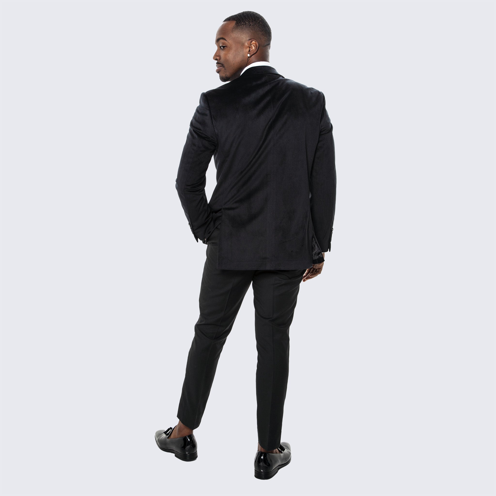 Black Velvet Tuxedo Jacket with Notch Lapel – Wedding & Prom