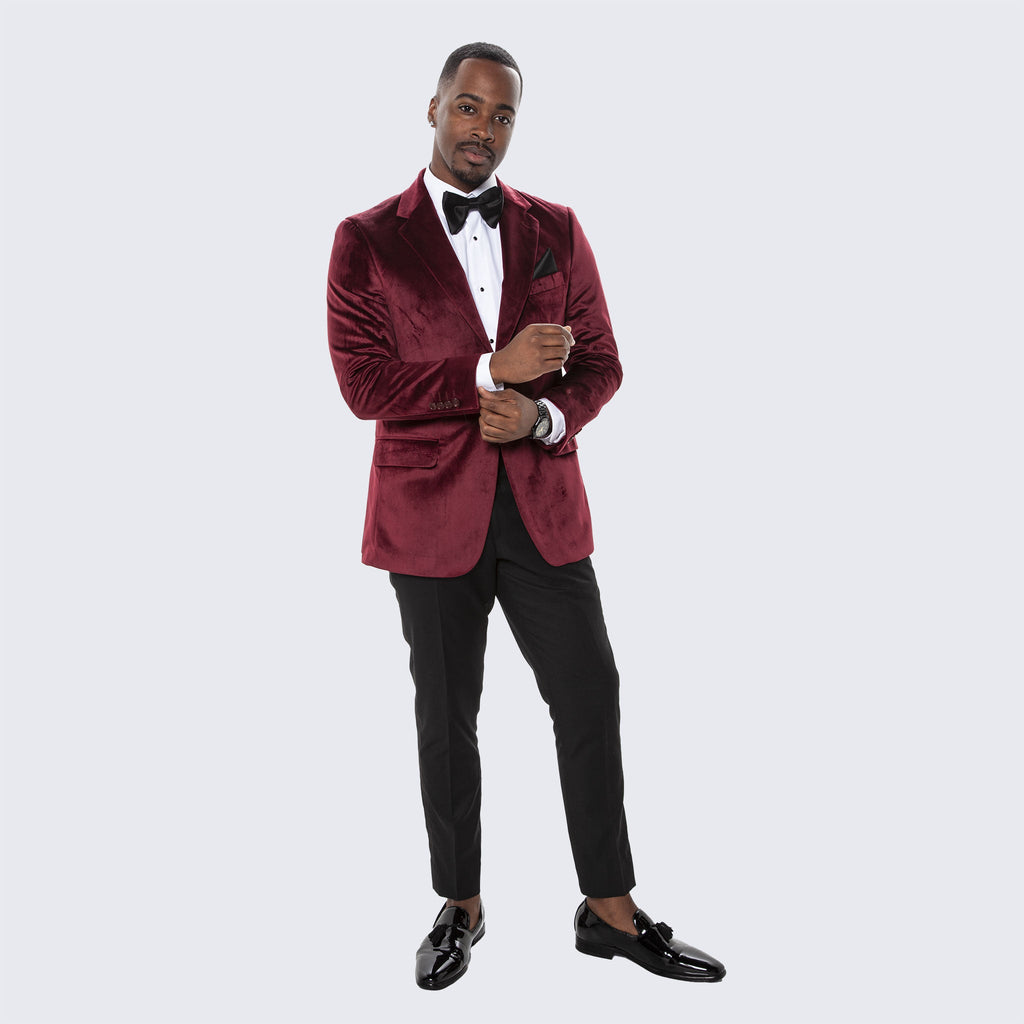 Wine Velvet Tuxedo Jacket with Notch Lapel – Wedding & Prom