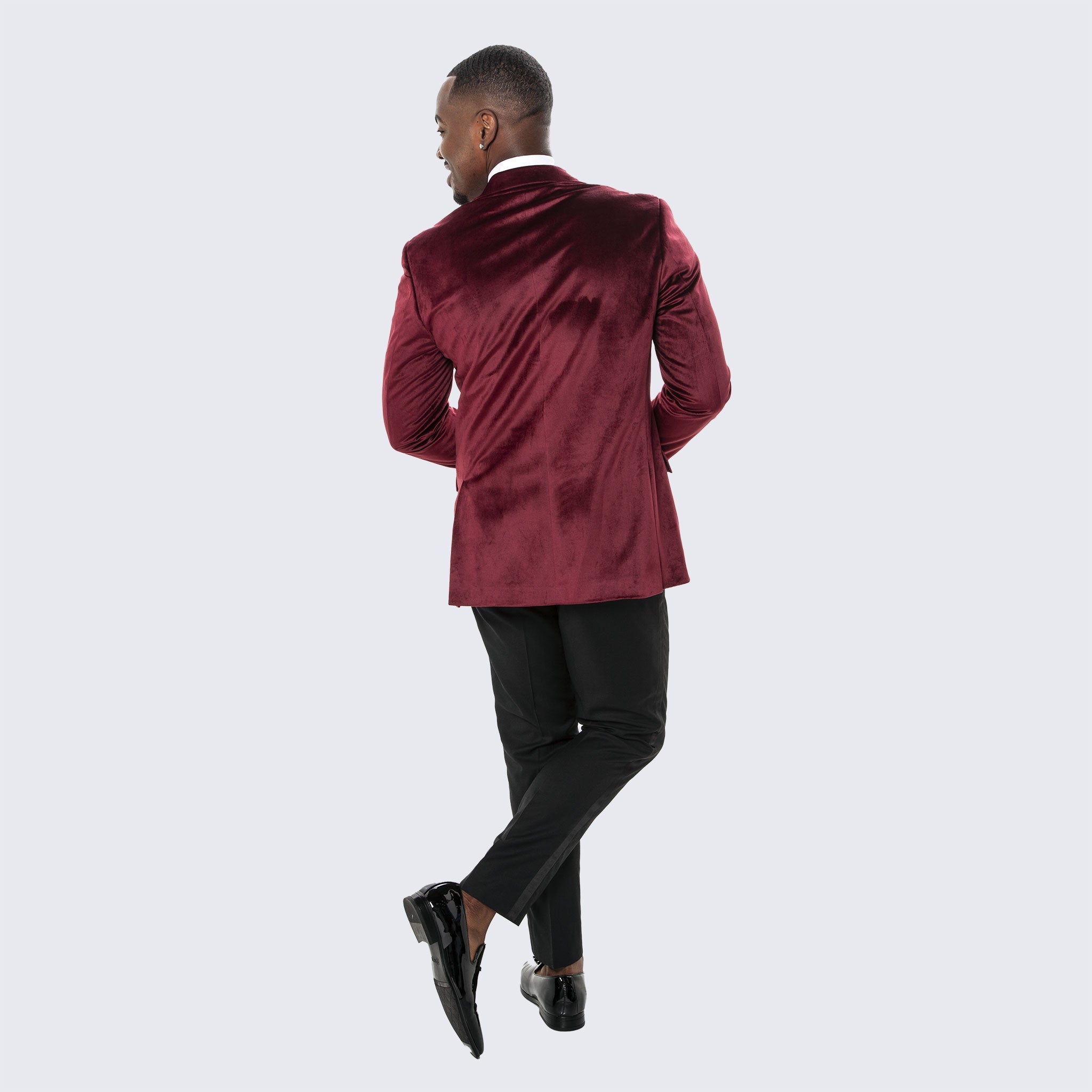 [DISCOUNTED] Wine Velvet Blazer with Notch Lapel by Stacy Adams - Limited Sizes
