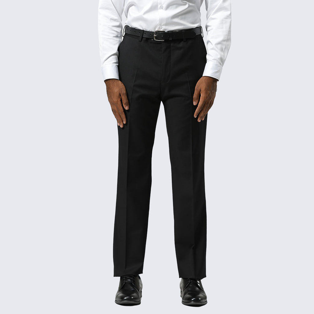 Black Modern Fit Dress Pants – Flat Front, Unhemmed (Expandable Waistband)