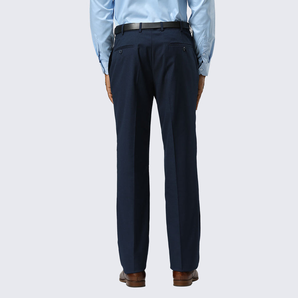 Navy Blue Modern Fit Dress Pants – Flat Front, Unhemmed (Expandable Waistband)