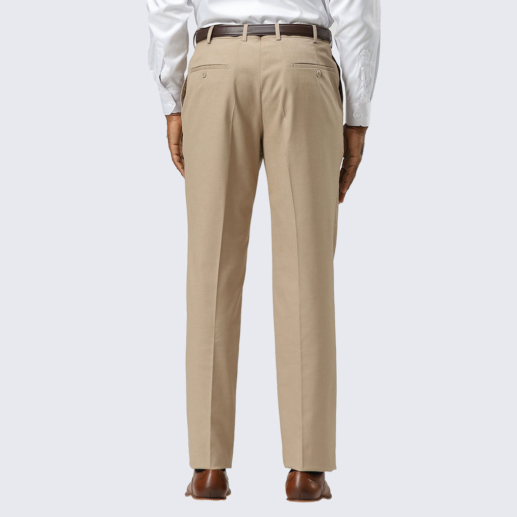 Tan Modern Fit Dress Pants – Flat Front, Unhemmed (Expandable Waistband)