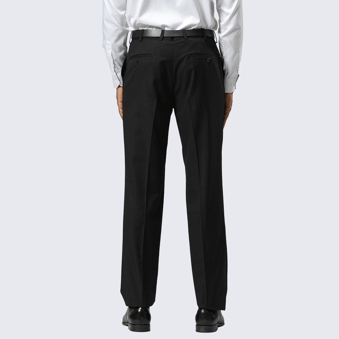 Black Modern Fit Dress Pants – Flat Front, Unhemmed (Expandable Waistband)