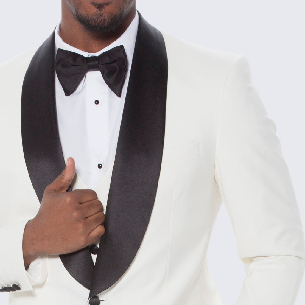 [DISCOUNTED] Ivory Tuxedo Slim Fit with Large Shawl Lapel by Stacy Adams - Limited Sizes