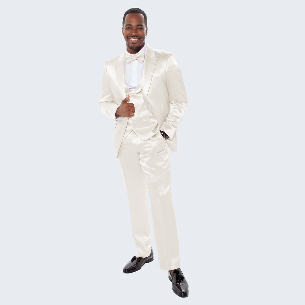 [DISCOUNTED] Champagne Satin Tuxedo Four Piece Set - Limited Sizes