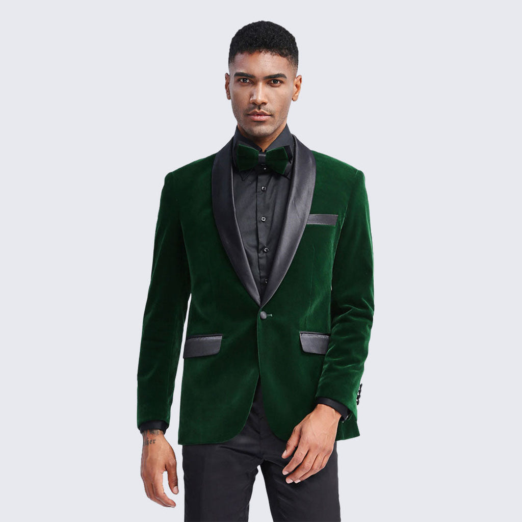 [DISCOUNTED] Emerald Green Velvet Tuxedo Jacket Slim Fit with Shawl Lapel - Limited Sizes