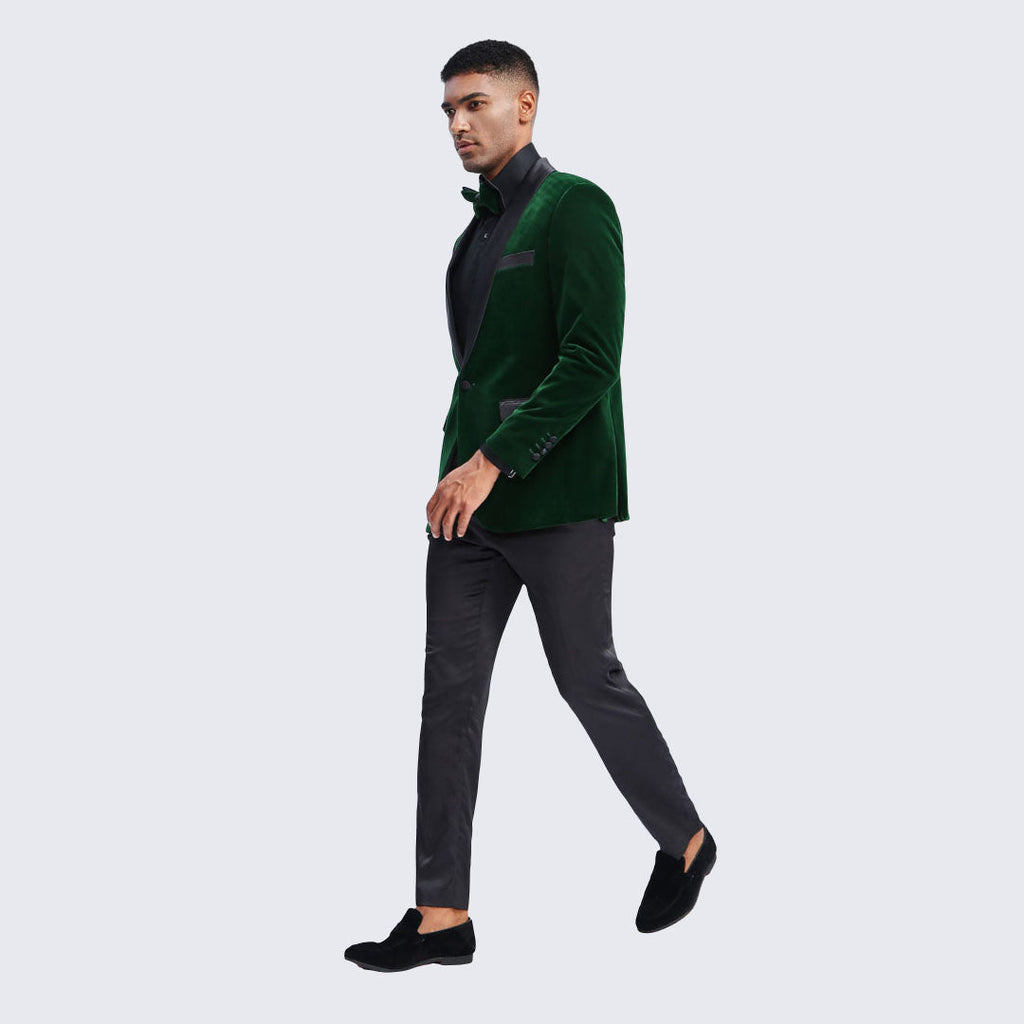 [DISCOUNTED] Emerald Green Velvet Tuxedo Jacket Slim Fit with Shawl Lapel - Limited Sizes